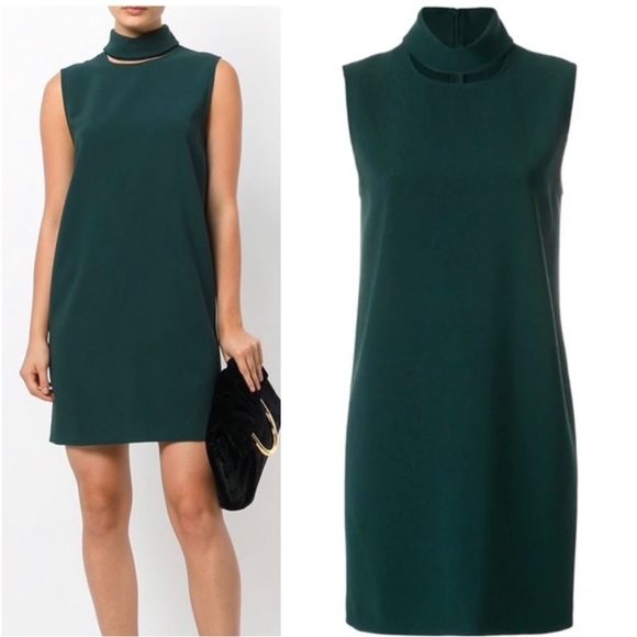 THEORY Admiral Crepe Slit Collar Sheath Dress In Dark Billiard Size 4 - Picture 9 of 9